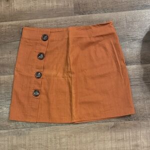 Button-Detail Mini Skirt in Rust